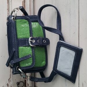 Whiting and David denim mesh bag